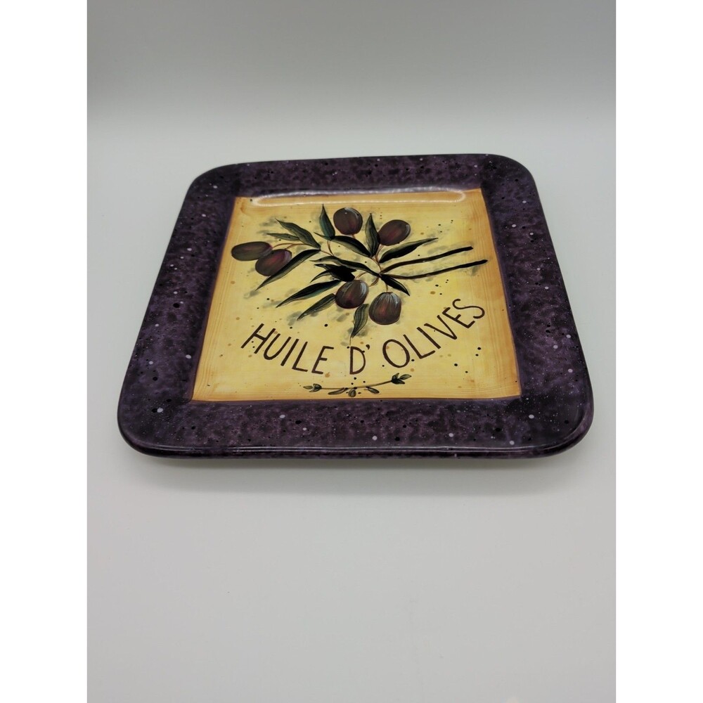 Susan Winget CIC Garden Of Olives Square 11" Plate Platter Purple